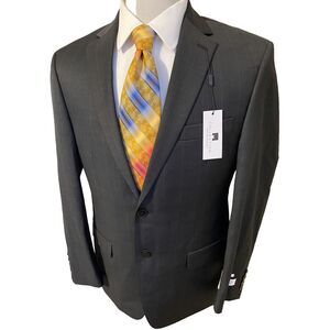 NEW Michael‎ Strahan Black Windowpane Plaid Blazer Sport Coat Jacket Sz 40L $260